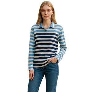J.Crew Striped Button Front Sweatshirt Womens Small Blue Henley Casual Pullover